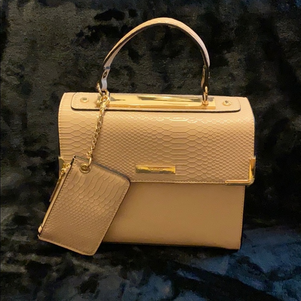 Nude Purse with Snake Skin Detailing